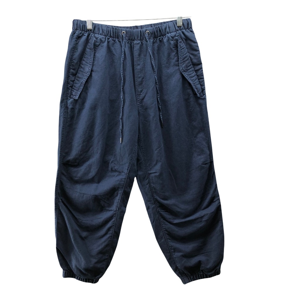 Gap Linen Blend Utility Jogger Pants Womens MP Navy Blue Cargo High Rise Cropped